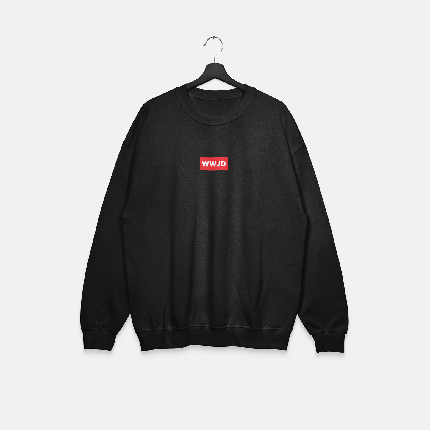 WWJD Embroidered Box Logo - Premium Heavyweight Oversized Cut Sweatshirt