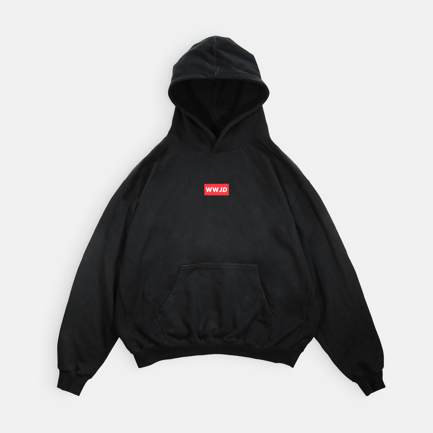 WWJD Embroidered Box Logo - Premium Heavyweight Oversized Cut Hoodie