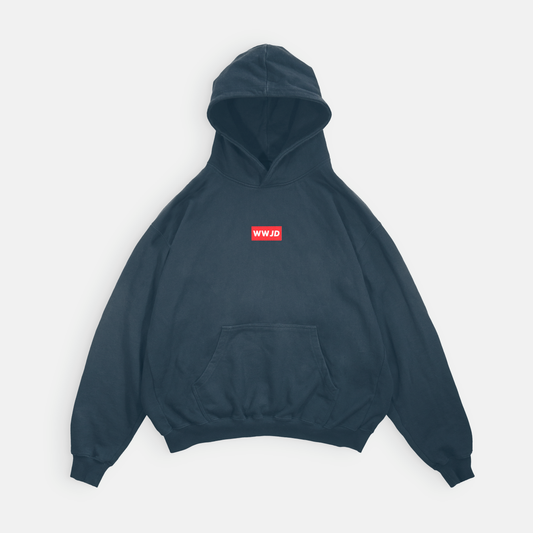 WWJD Embroidered Box Logo - Premium Heavyweight Oversized Cut Hoodie