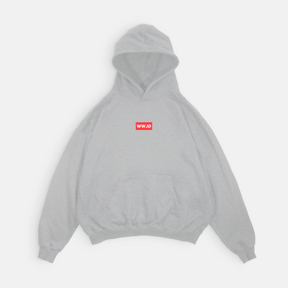 WWJD Embroidered Box Logo - Premium Heavyweight Oversized Cut Hoodie