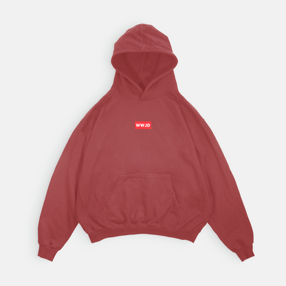 WWJD Embroidered Box Logo - Premium Heavyweight Oversized Cut Hoodie