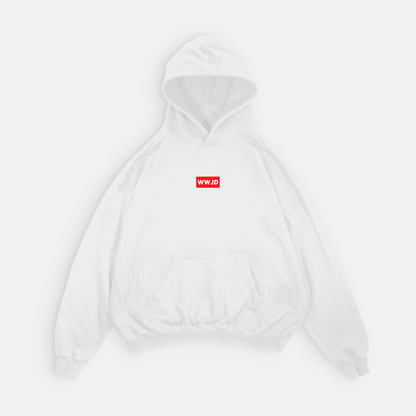 WWJD Embroidered Box Logo - Premium Heavyweight Oversized Cut Hoodie