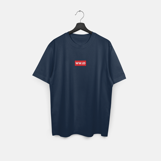 WWJD Red Box Logo - Premium Heavyweight Oversized Cut Tee