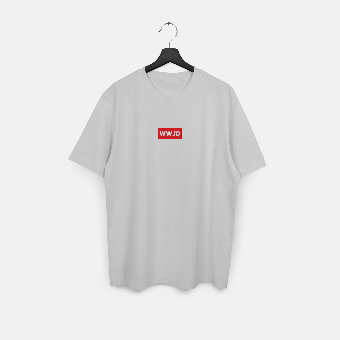 WWJD Red Box Logo - Premium Heavyweight Oversized Cut Tee